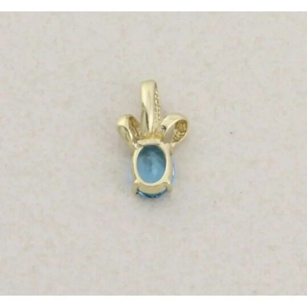 Pendant Only 10k Yellow Gold Natural Blue Topaz Pendant - Picture 3 of 5